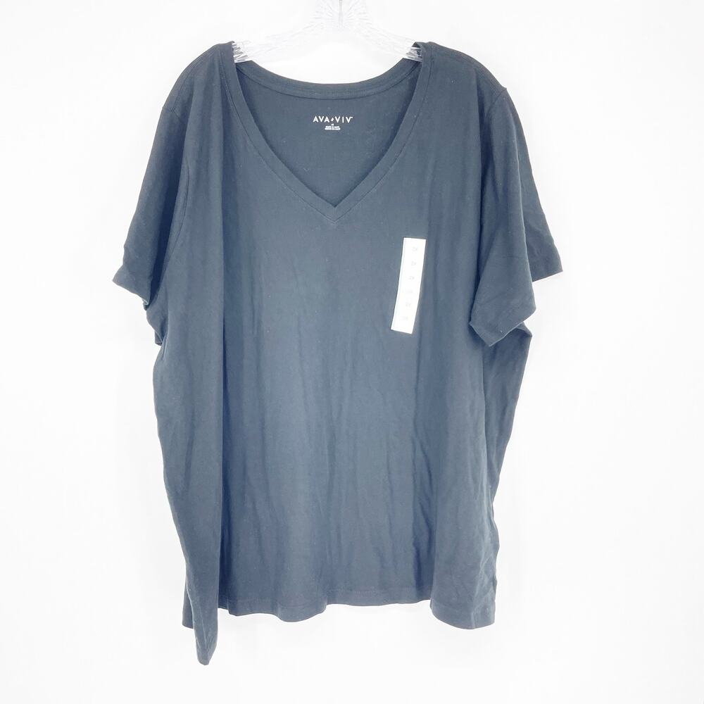 Ava & Viv 100% Cotton V-Neck Top Size 2X